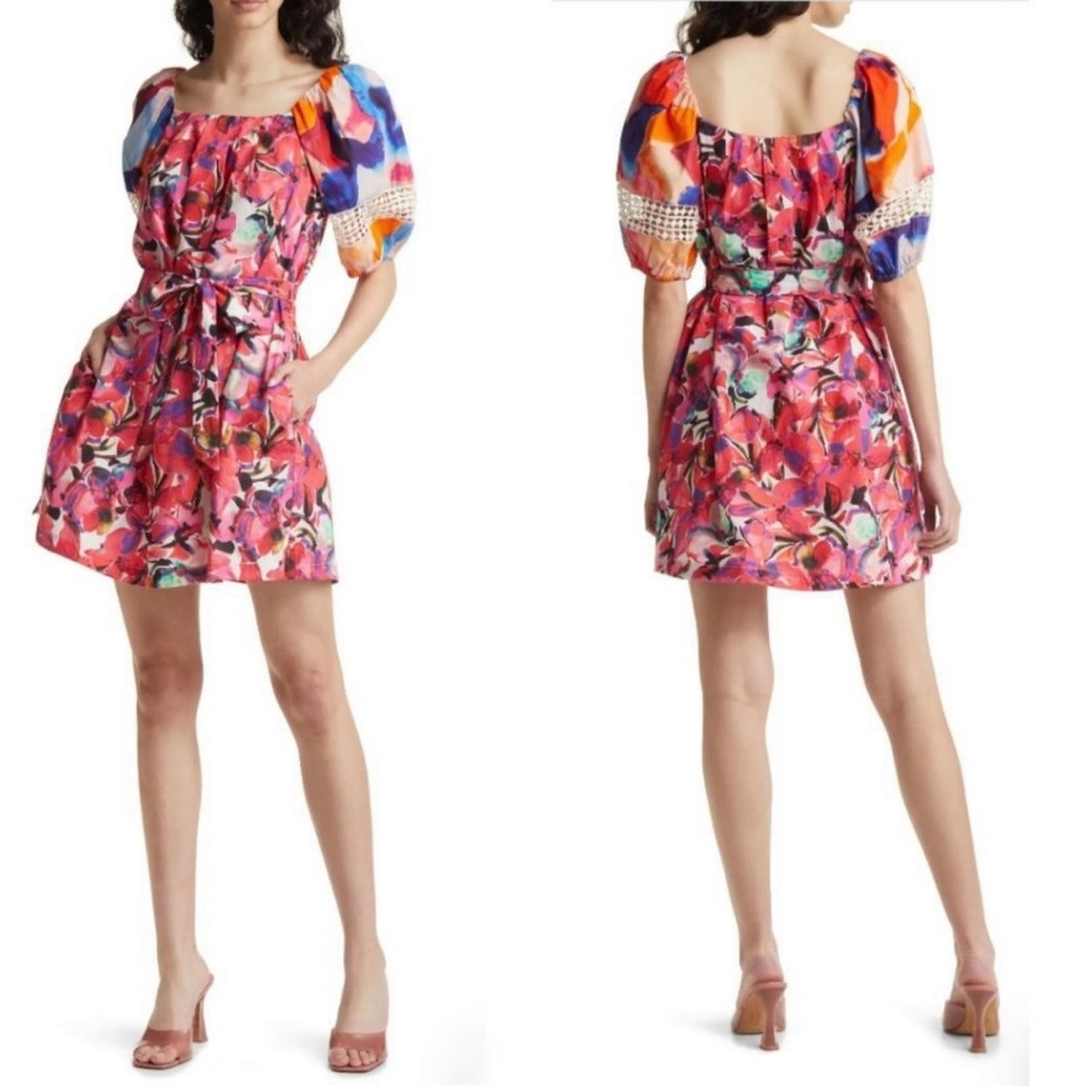 French Connection Isadora Patch Poplin Bardot Dress